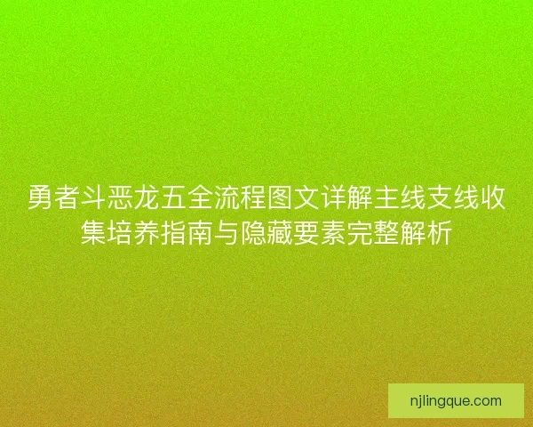 勇者斗恶龙五全流程图文详解主线支线收集培养指南与隐藏要素完整解析
